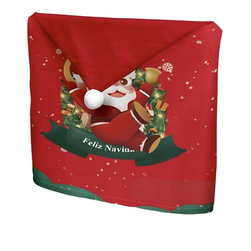 GENERICO - Pack 6 fundas de respaldo de sillas navidad con pompón 25n2