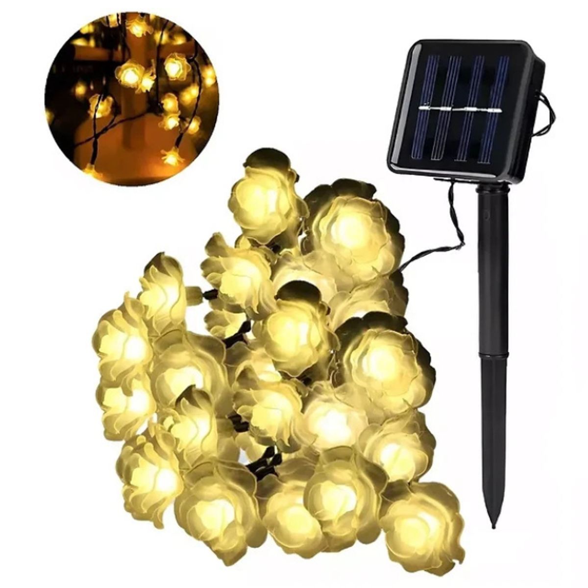 GENERICO - Luces Solares Rosas Led 6m Guirnalda Luces Exterior Cascada