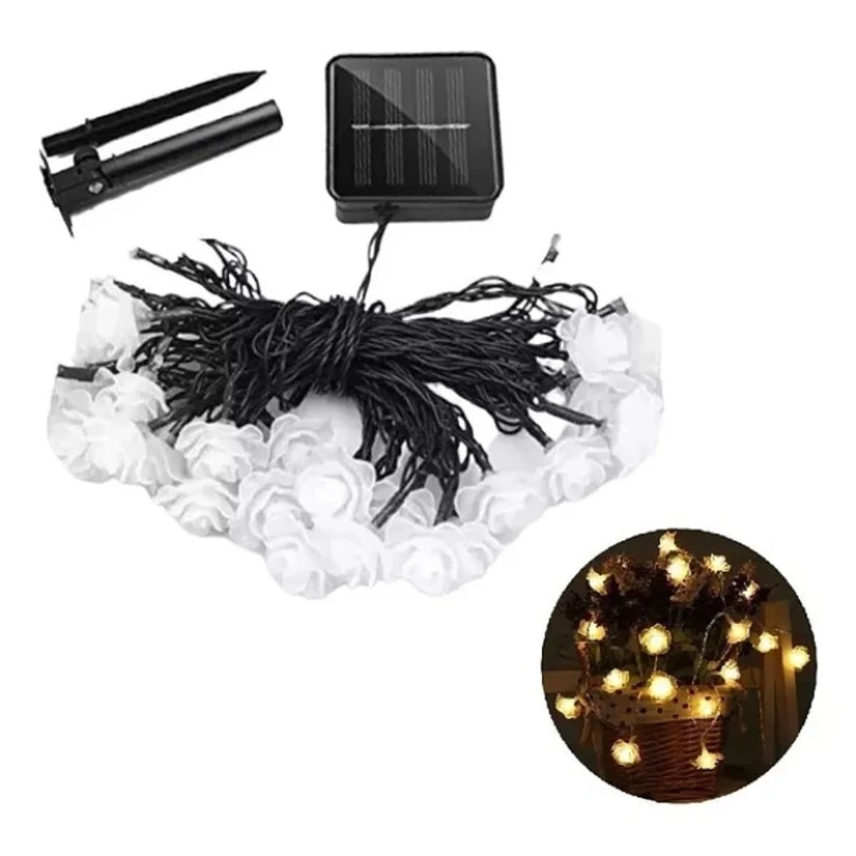 GENERICO - Luces Solares Rosas Led 6m Guirnalda Luces Exterior Cascada