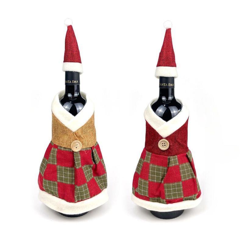LIKE SHOP - Pack 2 Fundas Cubre Botellas Vino Champagne Diseño Navideño