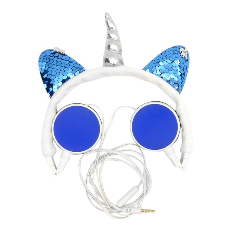 GENERICO - Audifonos Para Niños Con Cable De Vincha Unicornio 35Mm azul