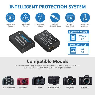 Imagen 2 del producto Lp-e12 2x Batería Y Cargador Para Canon M50 Ii M200 SX70 M2 SL1