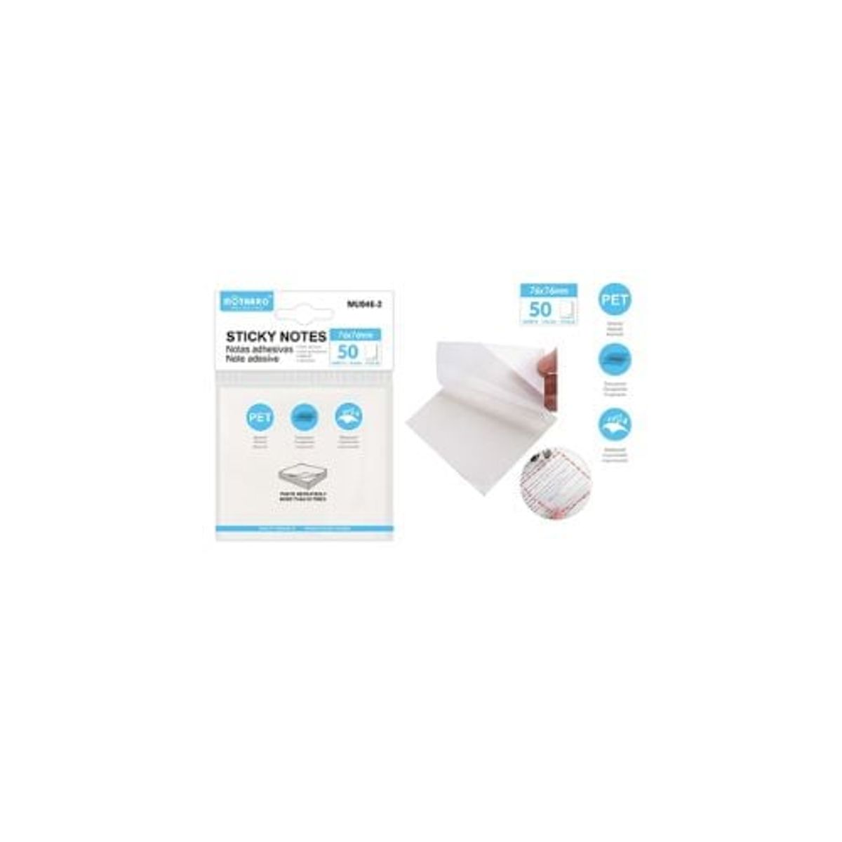 GENERICO - Notas Adhesivas Transparentes 76x76 Mm 50 Unidades