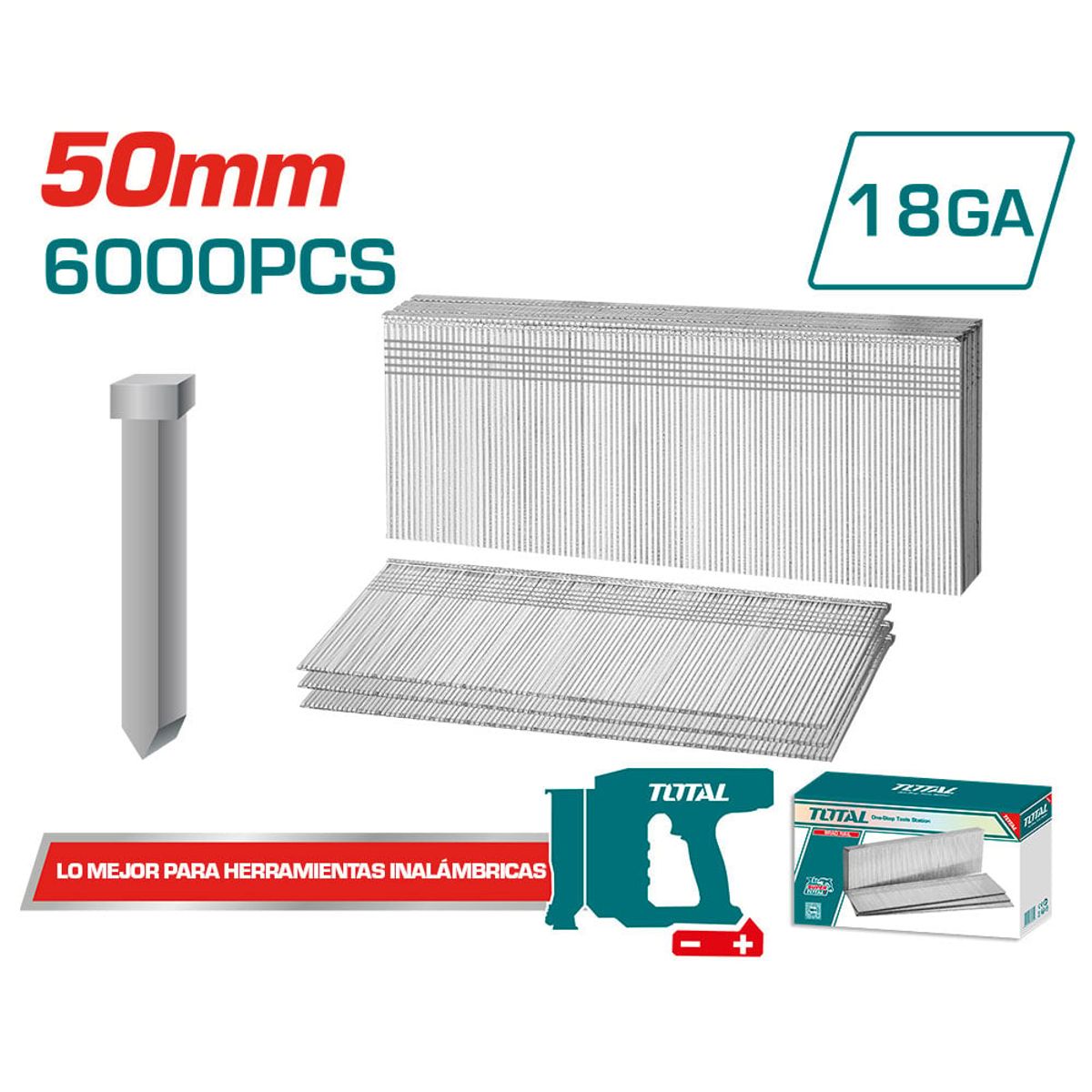 TOTAL TOOLS - Clavo Metal 50mm 6000 piezas SuperTotal