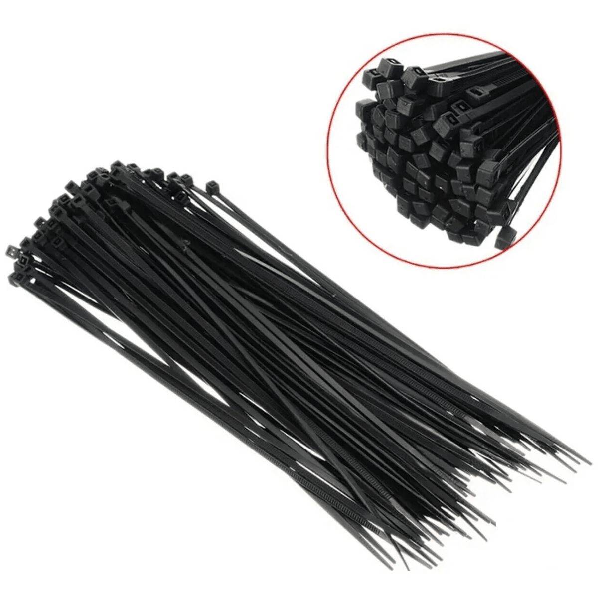 GENERICO - Amarra Plástica Negra 15cmx2.5mm - pack 500 unidades (5 bolsas de 100)