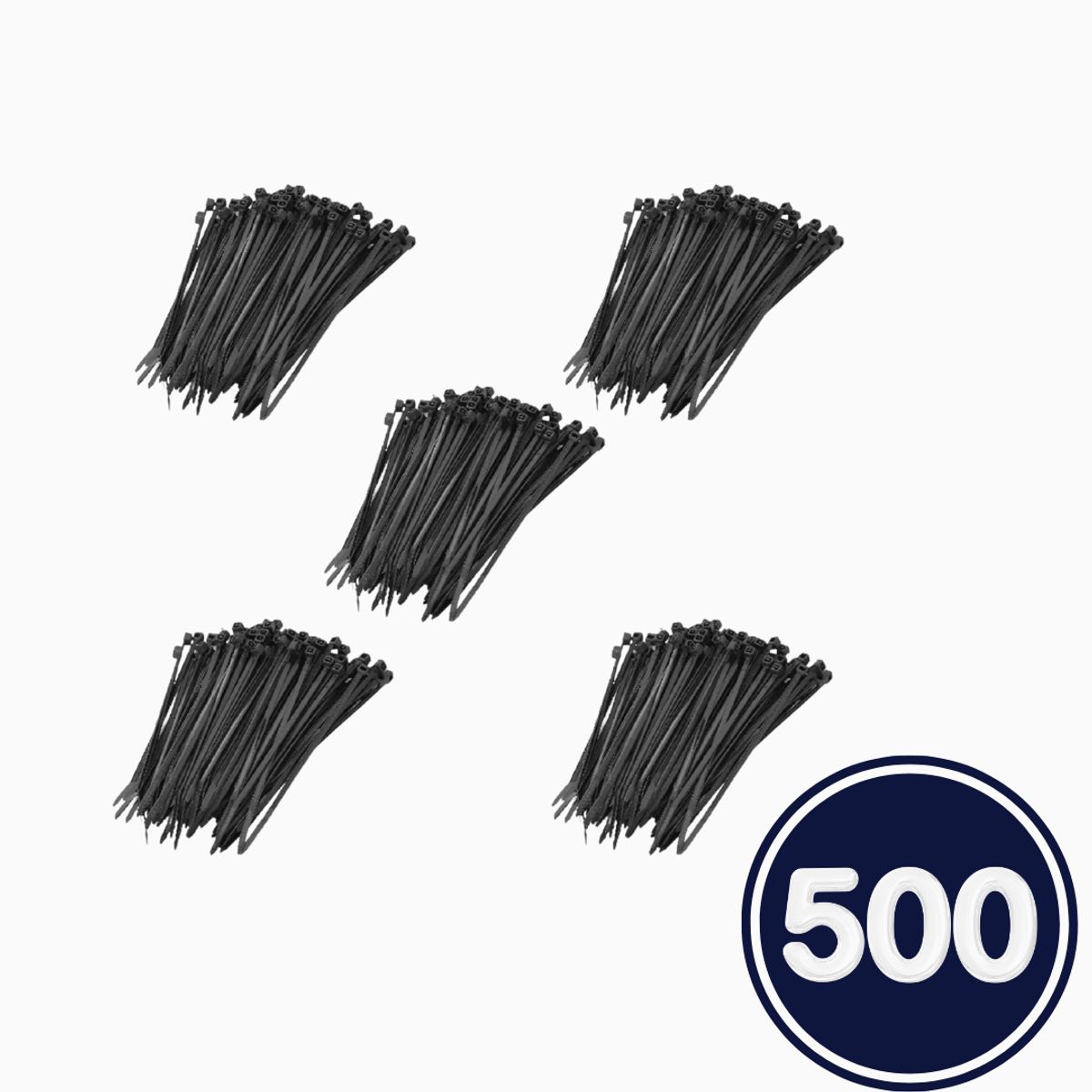 GENERICO - Amarra Plástica Negra 15cmx2.5mm - pack 500 unidades (5 bolsas de 100)