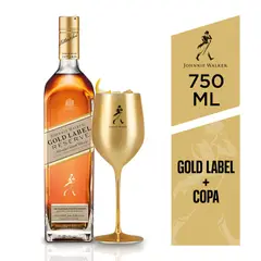 JOHNNIE WALKER - Whisky Gold Label 750cc + Copa Metálica