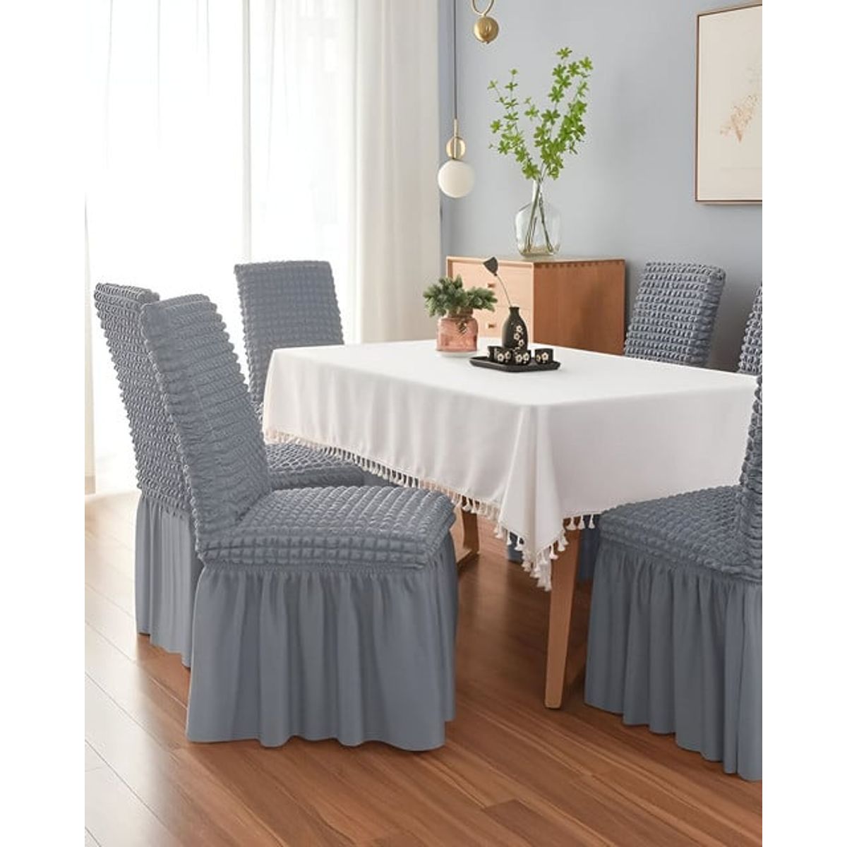 GENERICO - SET DE 6 FUNDA DE SILLA TURCAS GRIS CLARO