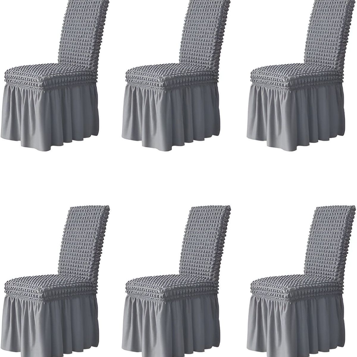 GENERICO - SET DE 6 FUNDA DE SILLA TURCAS GRIS CLARO