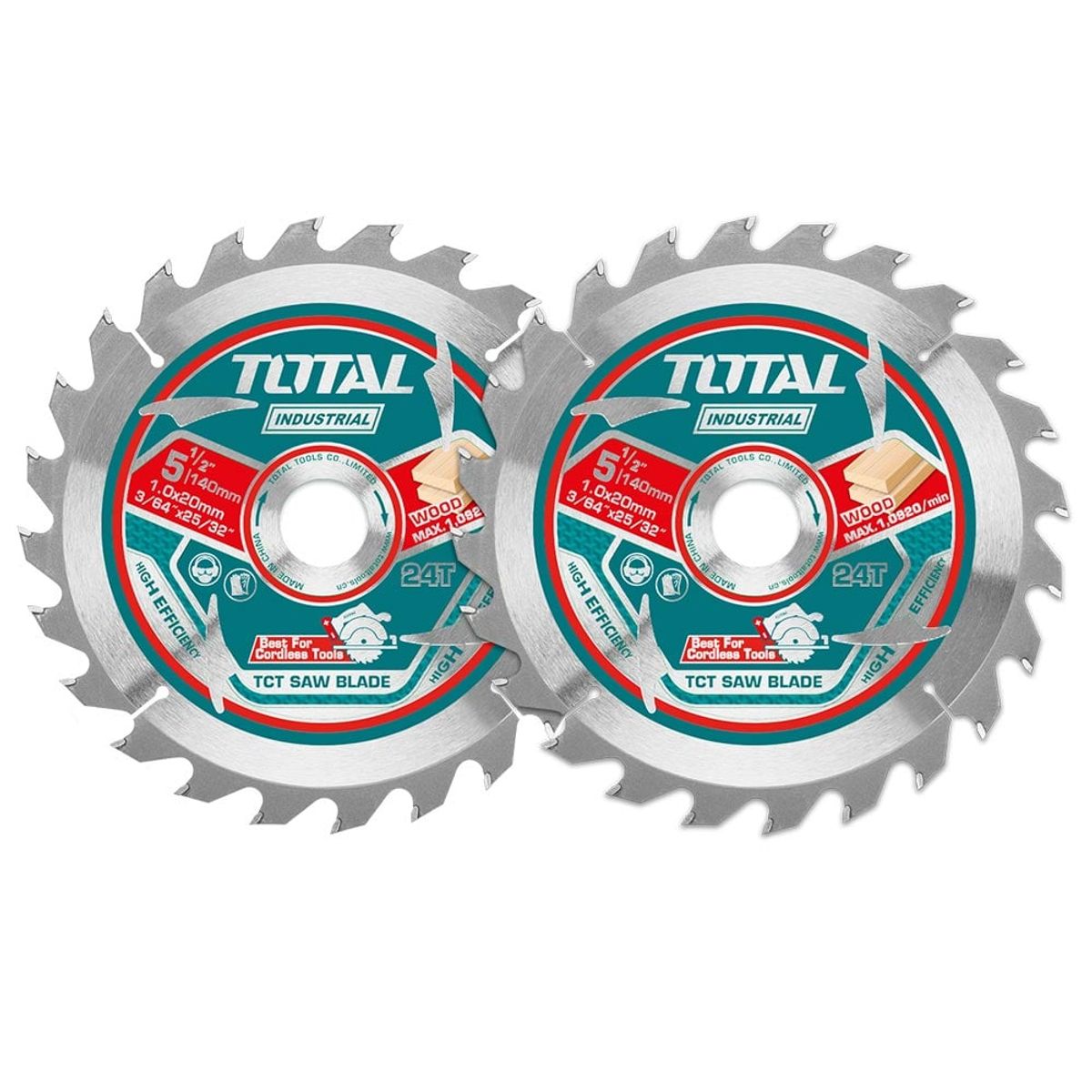 TOTAL TOOLS - Set Hojas de Sierra 140mm 24 dientes 2 piezas Total