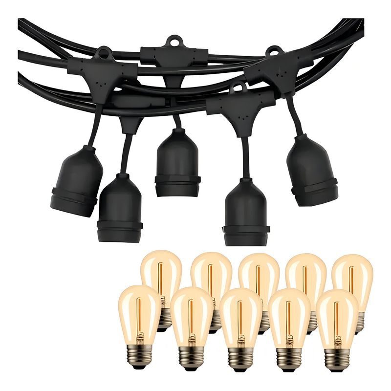 GENERICO - Guirnalda De Luces Led Exterior 10 Metros 10 Ampolletas Vintage
