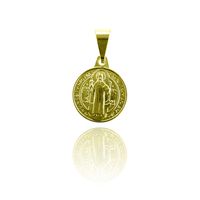 Colgante Medalla San Benito 12mm Enchapado Oro 18K