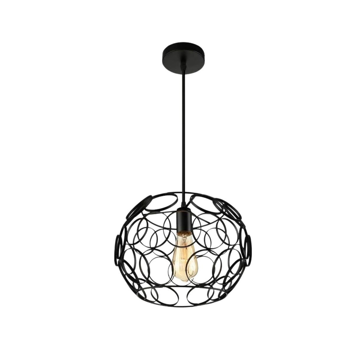 GENERICO - Lamparas Colgantes Jaula Industrial Luz Retro Vintage Negro.