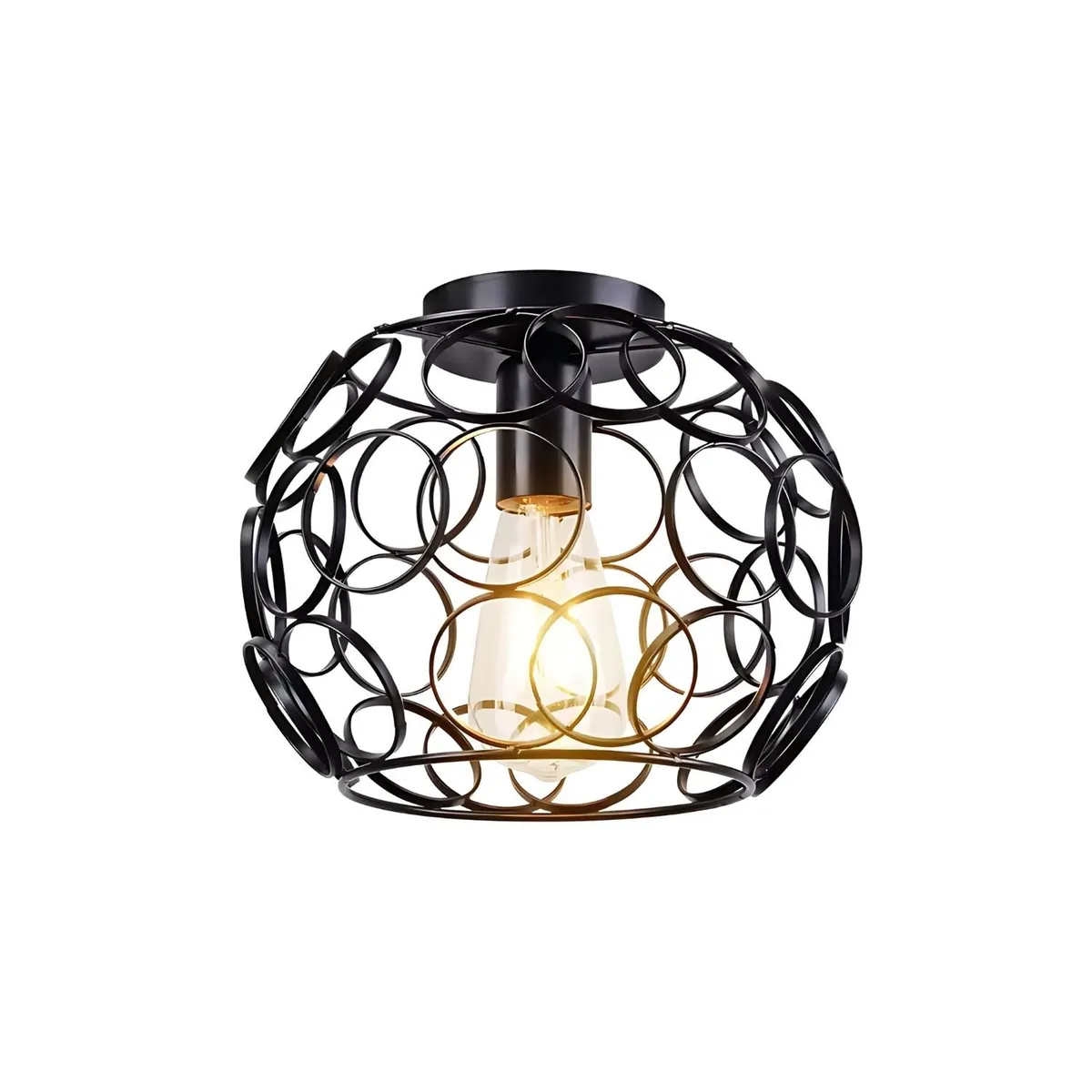 GENERICO - Lamparas Colgantes Jaula Industrial Luz Retro Vintage Negro.