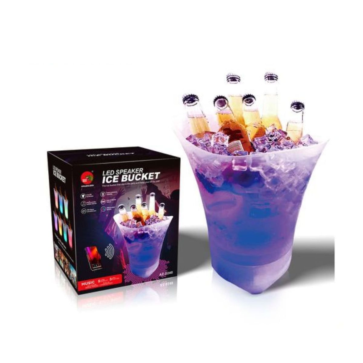 GENERICO - Cubetera Speaker Hielera Luz Led Para Fiesta Hogar Eventos