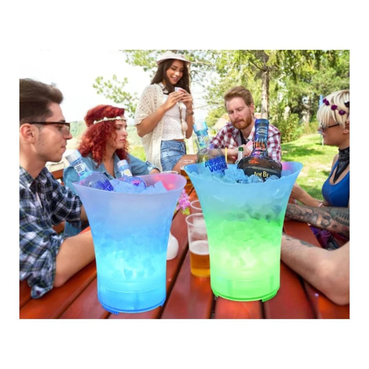 GENERICO - Cubetera Speaker Hielera Luz Led Para Fiesta Hogar Eventos