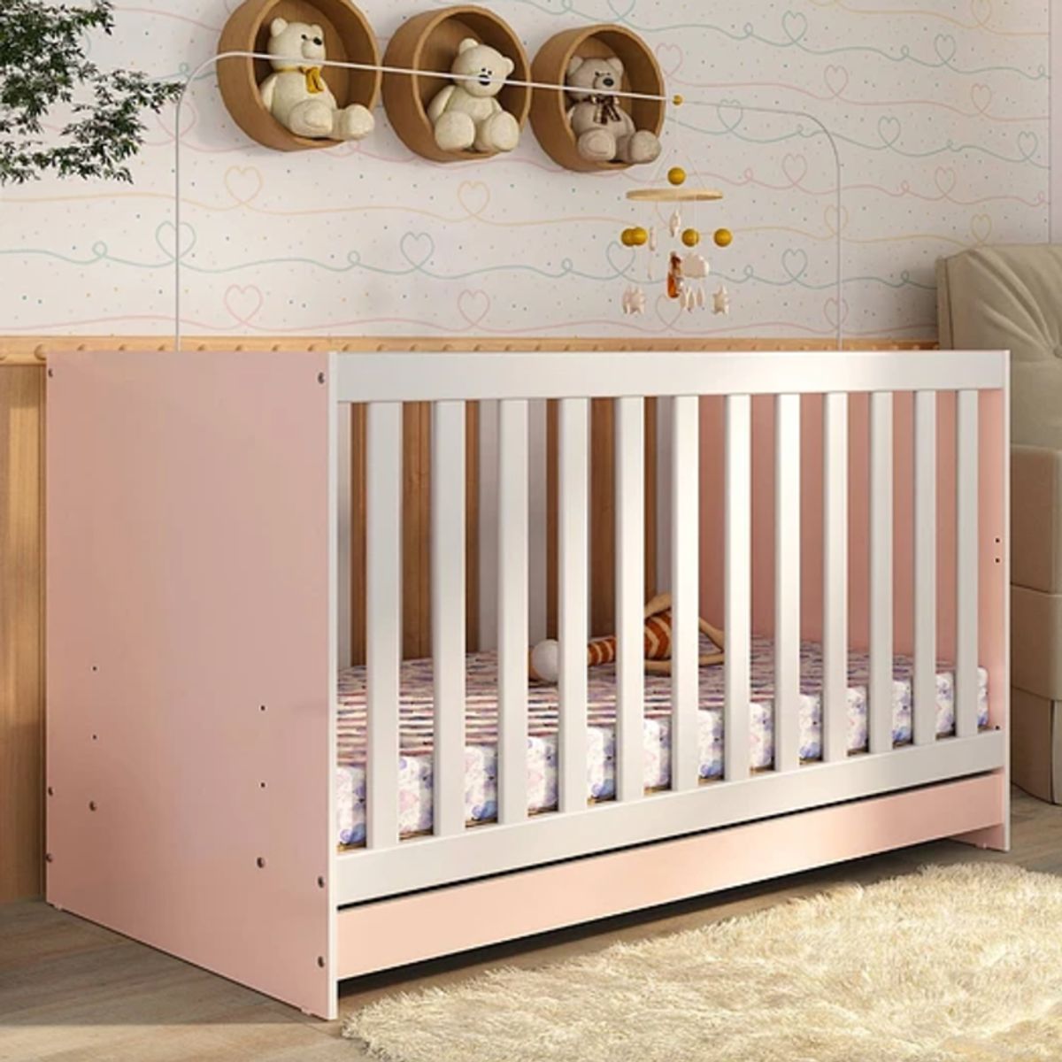 KIDSCOOL - Cuna New 3 Funciones Rosada