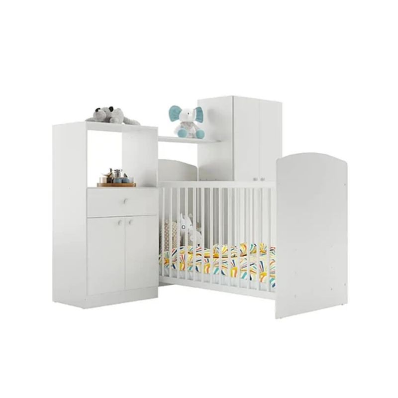KIDSCOOL - CUNA + COMODA + CLOSET BLANCO TOP BABY