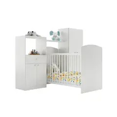 KIDSCOOL - CUNA + COMODA + CLOSET BLANCO TOP BABY