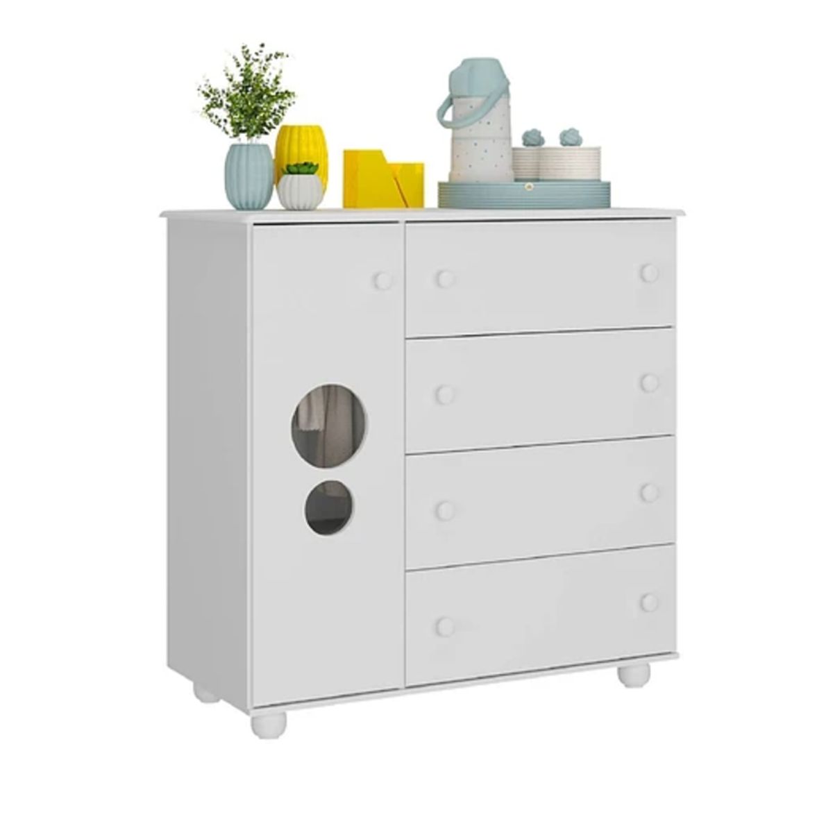 KIDSCOOL - Comoda Top 4 Cajones Blanco
