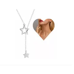 GENERICO - Collar Estrellas Plata 925 Brillos Fino