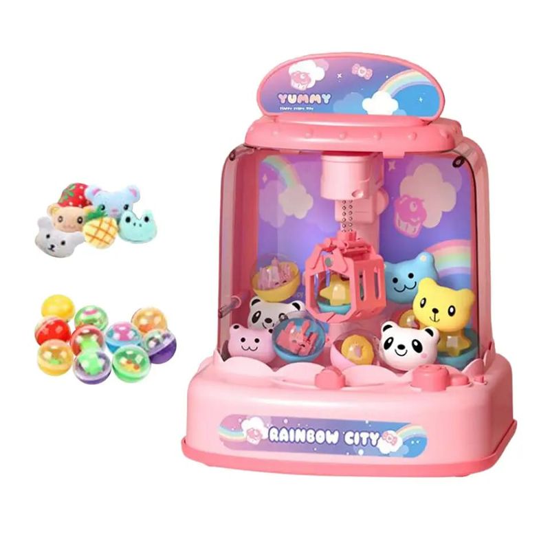 OEM - MINI MAQUINA DE GARRA ATRAPA PELUCHES ROSA