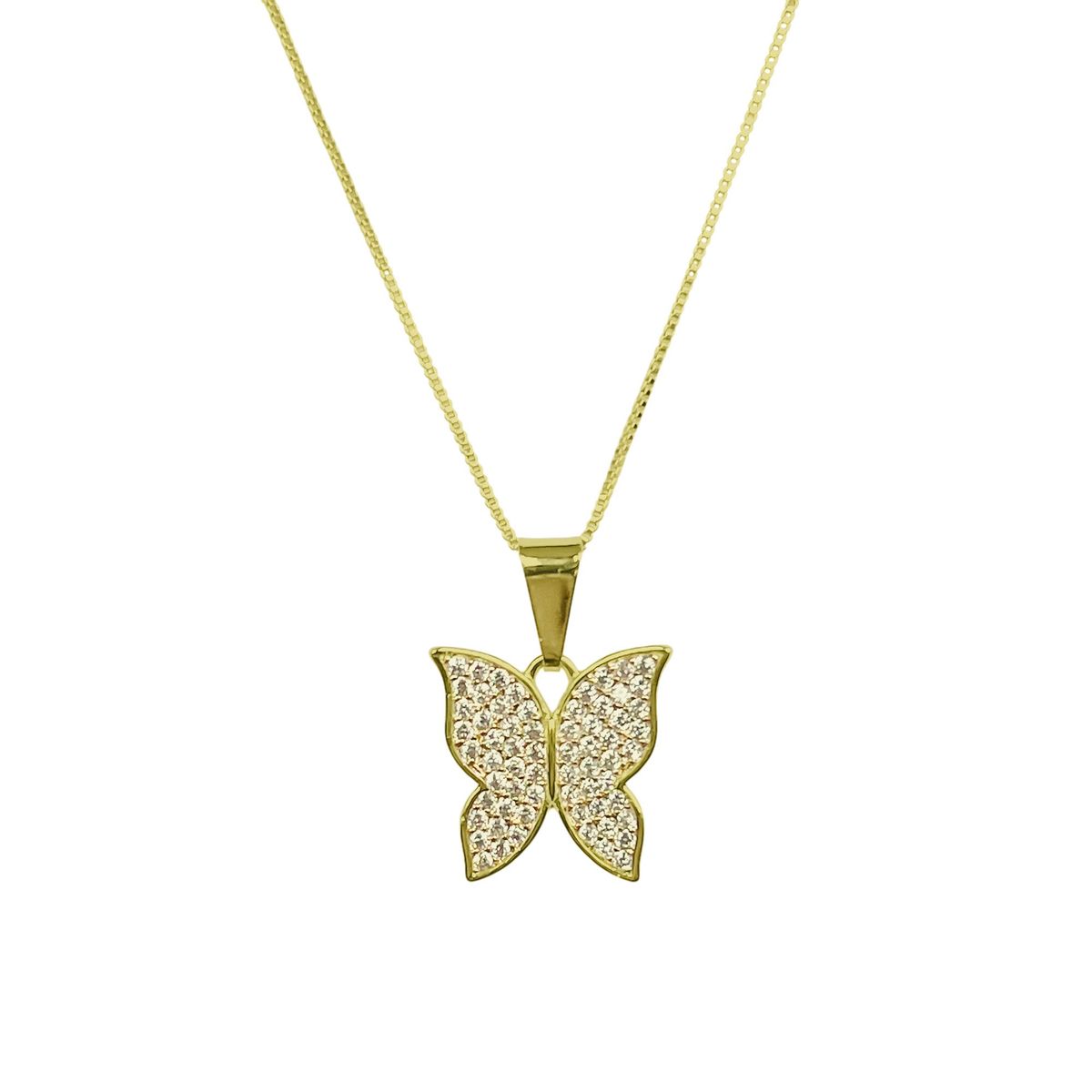 COGGIOLA - Collar Mariposa Circón Blanco Enchapado Oro 18K