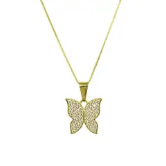 COGGIOLA - Collar Mariposa Circón Blanco Enchapado Oro 18K