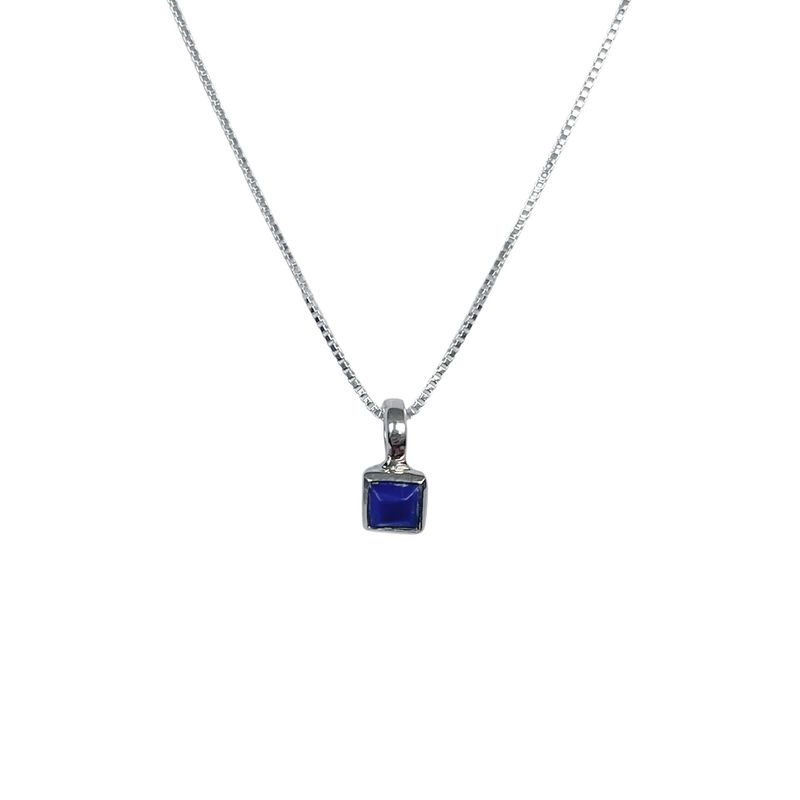 ANDREA COGGIOLA JOYAS - Collar Lapislázuli Cuadrado Veneciana Plata Fina 925