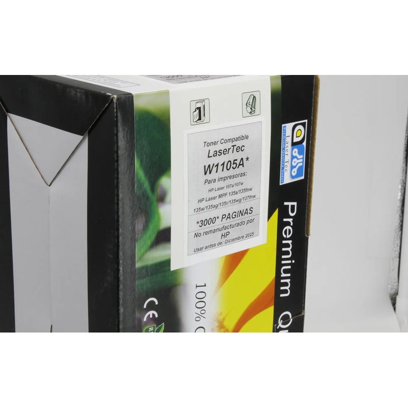 LASERTEC - Toner LaserTec W1105-JUMBO-3K 3000 pags para HP 107a 107w 135 137fn