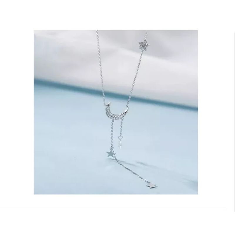 GENERICO - Collar Luna Y Estrellas Plata 925 Mujer