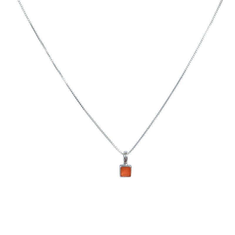 ANDREA COGGIOLA JOYAS - Collar Cornalina Cuadrado Veneciana Plata Fina 925