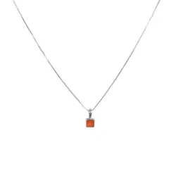 ANDREA COGGIOLA JOYAS - Collar Cornalina Cuadrado Veneciana Plata Fina 925