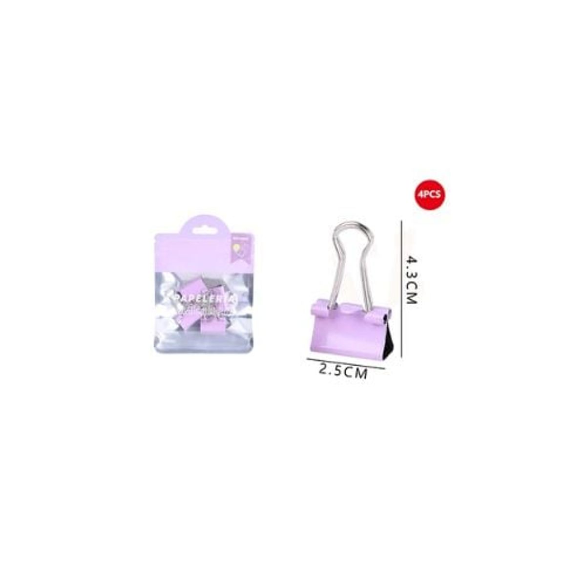 GENERICO - Pinza De Papel Lila 4 3x5 Cm 4 Pcs