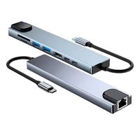 Adaptador Multipuerto Hub Tipo C 8 En 1 Hdmi Rj45 Usb Sd Td