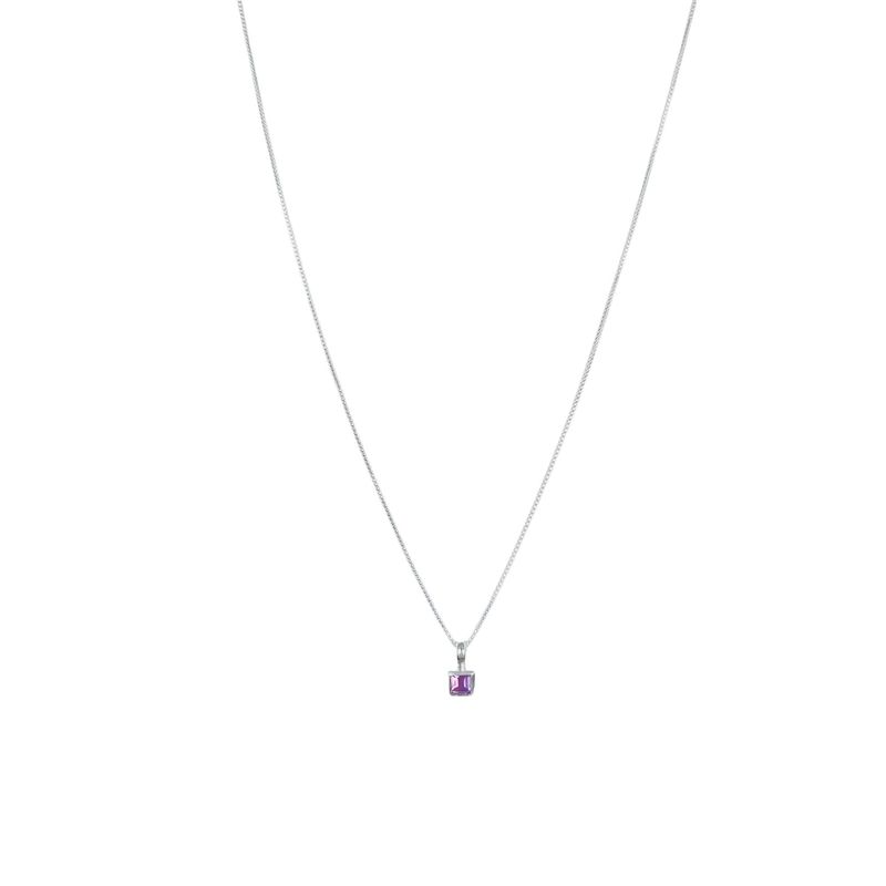 ANDREA COGGIOLA JOYAS - Collar Amatista Cuadrado Veneciana Plata Fina 925