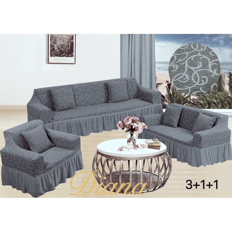 GENERICO - JUEGO DE FUNDAS DE SILLON TURCAS 3 C +1C+1C GRIS