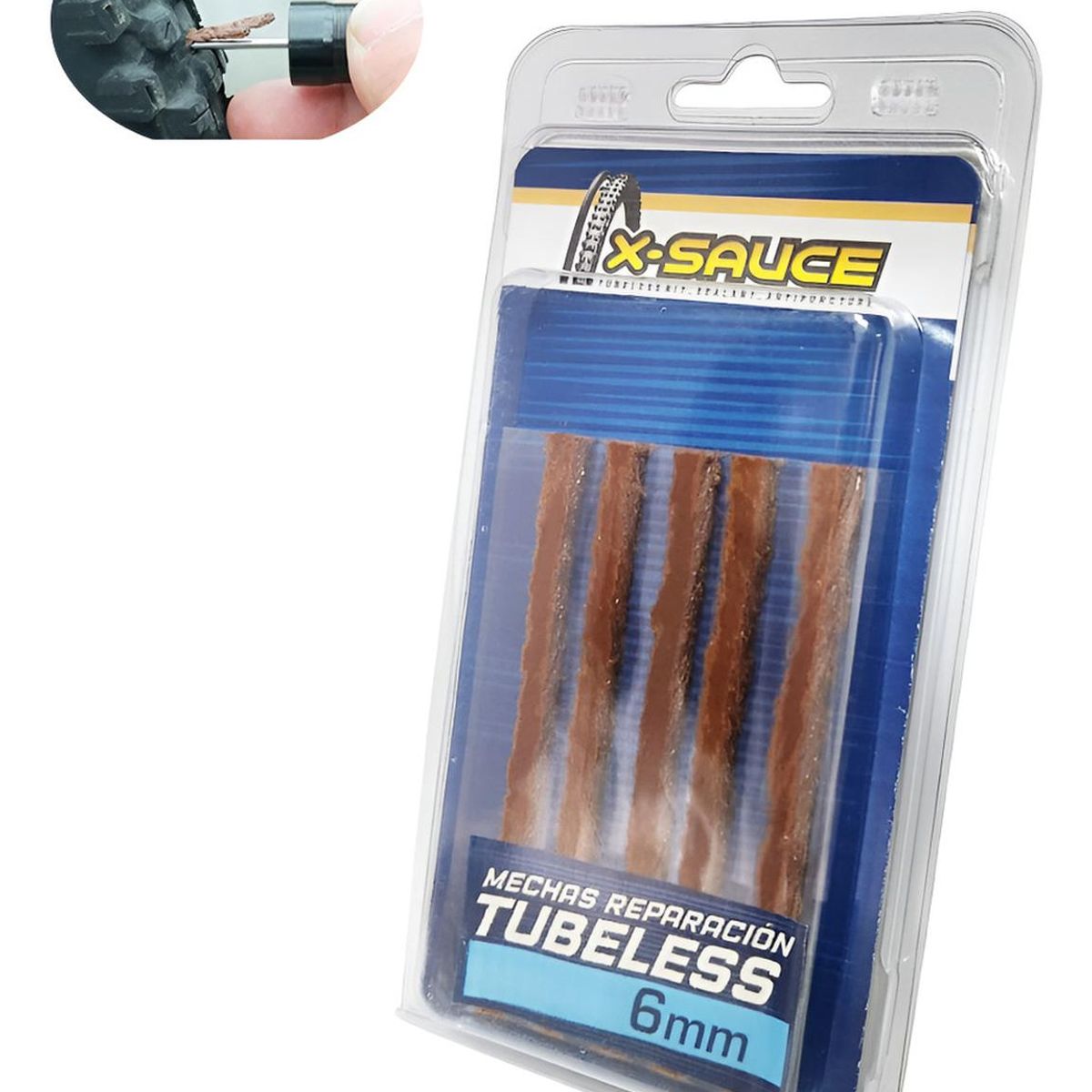 X SAUCE - Kit 5 Mechas Gruesas 6mm Reparación De Neumáticos Tubeless
