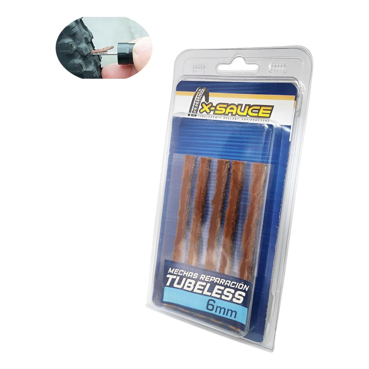 X SAUCE - Kit 5 Mechas Gruesas 6mm Reparación De Neumáticos Tubeless