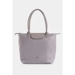 VELEZ - Vélez Shopping Ámbar En Lona Para Mujer Detalle Cuero Gris