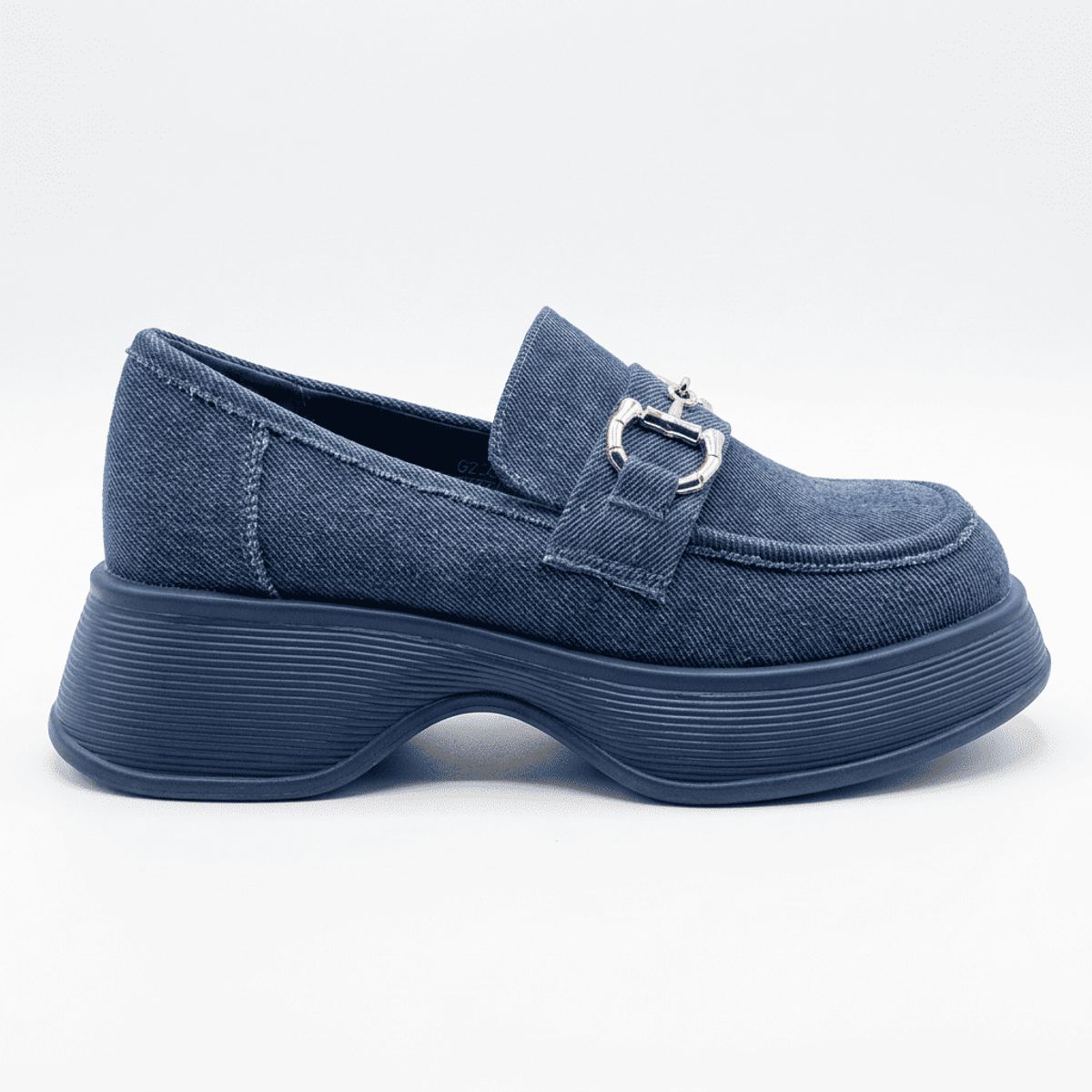 BOVINITA - Mocasines Mujer Plataforma Azul Denim Herraje Moda Urbana