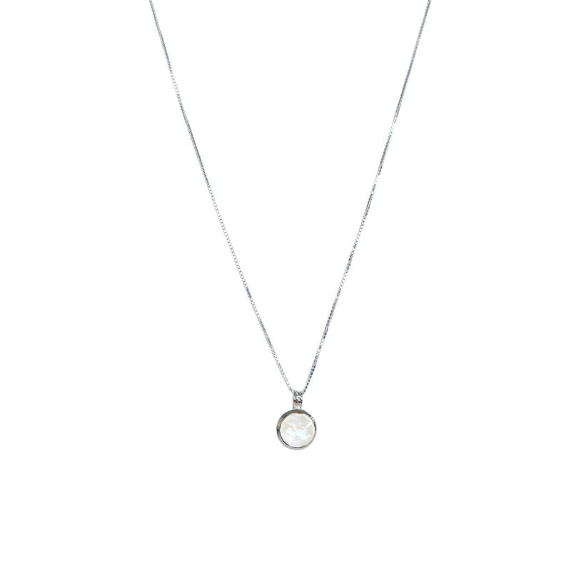 ANDREA COGGIOLA JOYAS - Collar Piedra Luna Redondo Veneciana Plata Fina 925