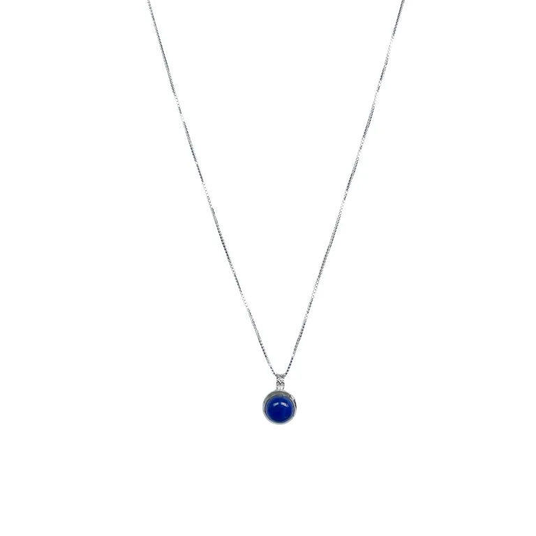 Collar Lapislazuli Redondo Veneciana Plata Fina 925 Azul TALLA UNICA