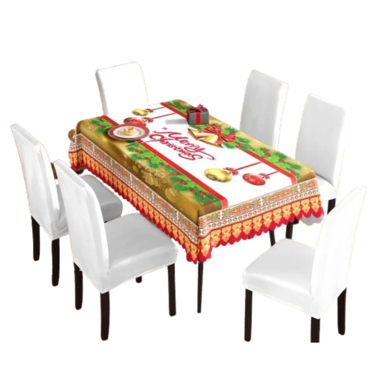 OMAS - Mantel Navidad Merry Christmas Dorado Poliéster 137x200 cm