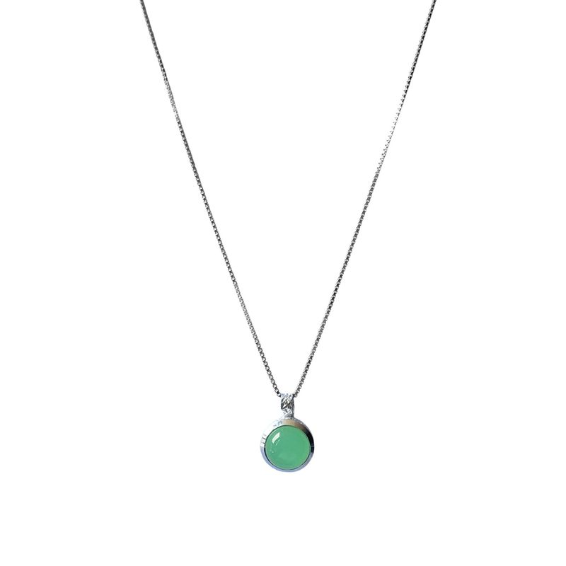 ANDREA COGGIOLA JOYAS - Collar Calcedonia Verde Redondo Veneciana Plata Fina 925