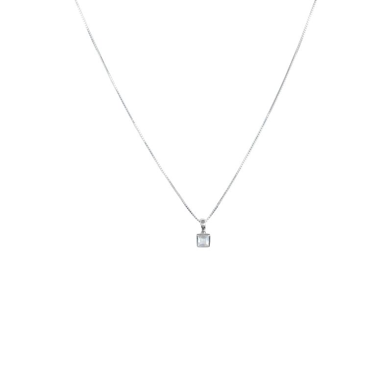 ANDREA COGGIOLA JOYAS - Collar Piedra Luna Cuadrado Veneciana Plata Fina 925