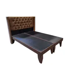 GENERICO - BASE + RESPALDO DE 2 PLAZAS TELA CHOCOLATE