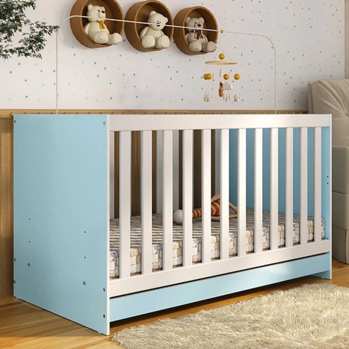 KIDSCOOL - Cuna New 3 Funciones Celeste