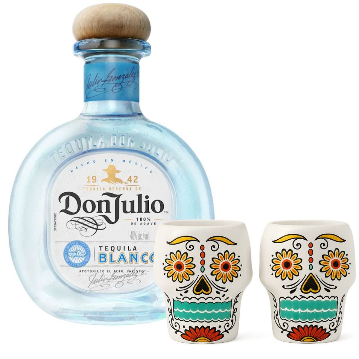DON JULIO - Tequila Don Julio Blanco 750cc + 2 Vasos Shot Catrina