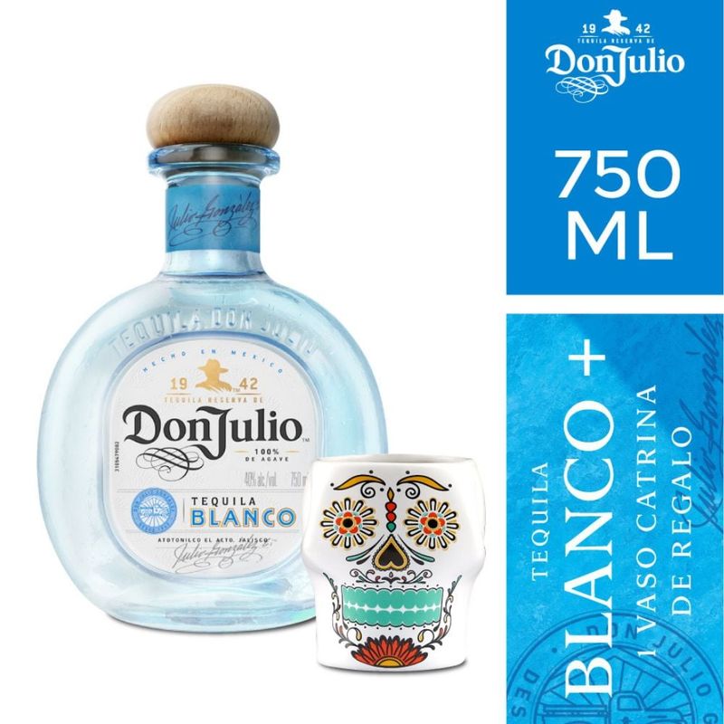 DON JULIO - Tequila Don Julio Blanco 750cc + Vaso Catrina de Regalo